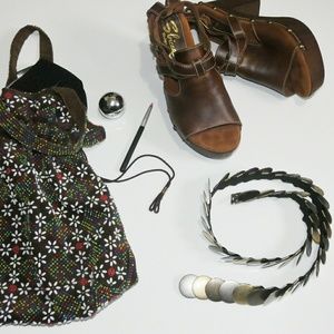 🚺VINTAGE Disco Tri-Color Metal Disc Stretch Belt